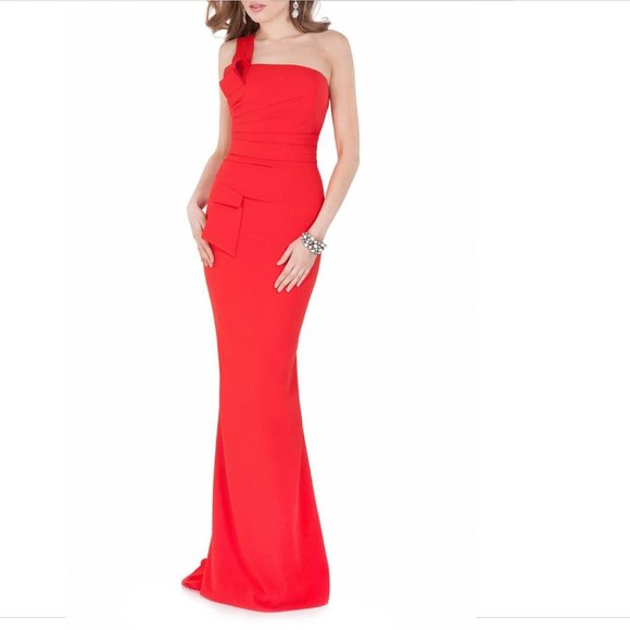 NWT Terani Couture One-Shoulder‎ Mermaid Gown Red [SZ 12 ] - Picture 11 of 11